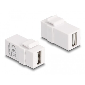 Moduł Keystone USB 2.0 A wtyk żeński do USB 2.0 A wtyk żeńskiego biały Delock 87830