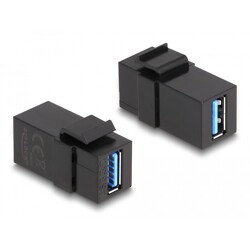 Moduł Keystone USB 3.0 A wtyk żeński do USB 3.0 A wtyk żeńskiego czarny 1:1 Delock 87831