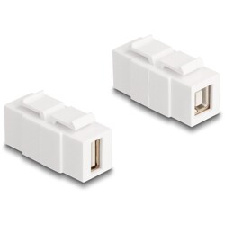 Moduł Keystone USB 2.0 Typ-A żeńskie do USB 2.0 Typ-B żeńskiego montaż dwustronny biały Delock 87951