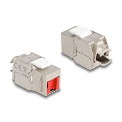 Moduł Keystone RJ45 żeńskie do LSA Cat.6A beznarzędziowy z czerwoną osłoną przeciwpyłową Delock 87952
