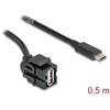 Moduł Keystone USB 2.0 A wtyk żeński do USB Type-C męskiego 250° z przewodem 0.5 m Delock 88056