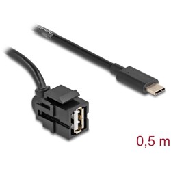 Moduł Keystone USB 2.0 A wtyk żeński do USB Type-C męskiego 250° z przewodem 0.5 m Delock 88056