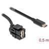 Moduł Keystone USB 2.0 A wtyk żeński do USB Type-C męskiego 250° z przewodem 0.5 m Delock 88056