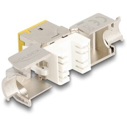 Moduł Keystone RJ45 żeńskie do LSA Cat.6A zestaw beznarzędziowy żółty 10 sztuk Delock 88111