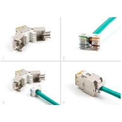 Moduł Keystone RJ45 żeńskie do LSA Cat.6A zestaw beznarzędziowy żółty 10 sztuk Delock 88111