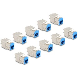 Moduł Keystone RJ45 żeńskie do LSA Cat.6A zestaw beznarzędziowy niebieski 10 sztuk Delock 88113