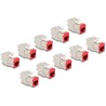 Moduł Keystone RJ45 żeńskie do LSA Cat.6A zestaw beznarzędziowy czerwony 10 sztuk Delock 88115