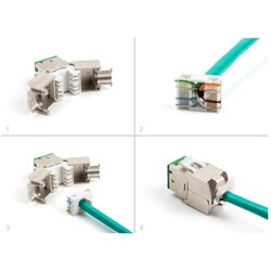 Moduł Keystone RJ45 żeńskie do LSA Cat.6A zestaw beznarzędziowy zielony 10 sztuk Delock 88116