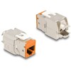 Moduł Keystone RJ45 żeńskie do LSA Cat.6A zestaw beznarzędziowy pomarańczowy 10 sztuk Delock 88117
