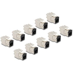 Moduł Keystone RJ45 żeńskie do LSA Cat.6A zestaw beznarzędziowy czarny 10 sztuk Delock 88118