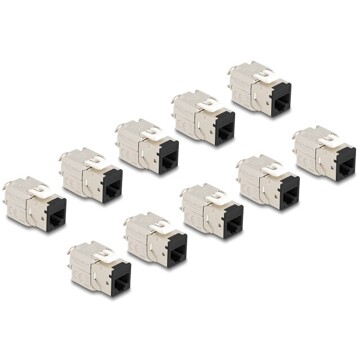 Moduł Keystone RJ45 żeńskie do LSA Cat.6A zestaw beznarzędziowy czarny 10 sztuk Delock 88118