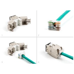 Moduł Keystone RJ45 żeńskie do LSA Cat.6A zestaw beznarzędziowy czarny 10 sztuk Delock 88118