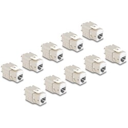 Moduł Keystone RJ45 żeńskie do LSA Cat.6A zestaw beznarzędziowy biały 10 sztuk Delock 88119