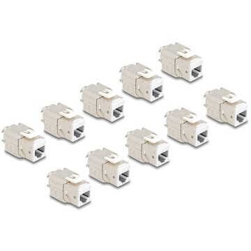 Moduł Keystone RJ45 żeńskie do LSA Cat.6A zestaw beznarzędziowy biały 10 sztuk Delock 88119