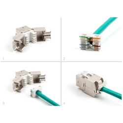 Moduł Keystone RJ45 żeńskie do LSA Cat.6A zestaw beznarzędziowy biały 10 sztuk Delock 88119