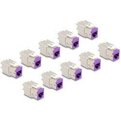 Moduł Keystone RJ45 żeńskie do LSA Cat.6A zestaw beznarzędziowy fioletowy 10 sztuk Delock 88121