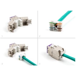 Moduł Keystone RJ45 żeńskie do LSA Cat.6A zestaw beznarzędziowy fioletowy 10 sztuk Delock 88121