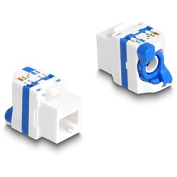 Moduł Keystone RJ45 żeńskie do LSA Cat.6A beznarzędziowy z niebieskim mocowaniem obrotowym Delock 88130
