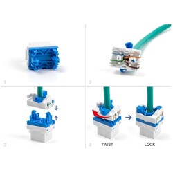 Moduł Keystone RJ45 żeńskie do LSA Cat.6A beznarzędziowy z niebieskim mocowaniem obrotowym Delock 88130