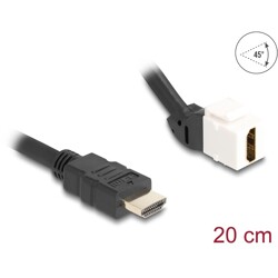 Kabel modułu Keystone HDMI męski do HDMI żeńskiego kątowy 45° 8K 60 Hz 20 cm czarny Delock 90319