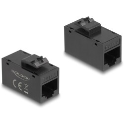 Moduł Keystone z gniazdem RJ45 do gniazda RJ45 Cat.6A UTP czarny Delock 90638