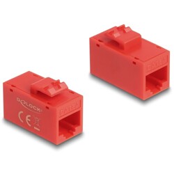 Moduł Keystone z gniazdem RJ45 do gniazda RJ45 Cat.6A UTP czerwony Delock 90641