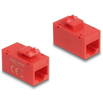 Moduł Keystone z gniazdem RJ45 do gniazda RJ45 Cat.6A UTP czerwony Delock 90641