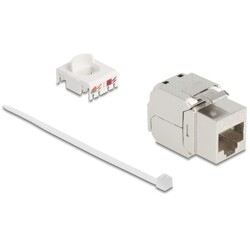 Moduł Keystone RJ45 żeński do LSA Cat.8.1 z metalowym zatrzaskiem beznarzędziowy Delock 90683