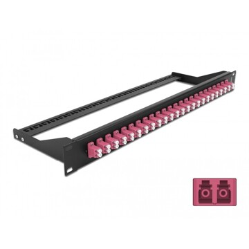 Panel frontowy optyczny 19" 24-portowy LC Duplex fioletowy Delock 43390