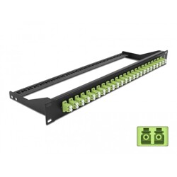 Panel frontowy optyczny 19" 24-portowy LC Duplex limonkowy Delock 43391