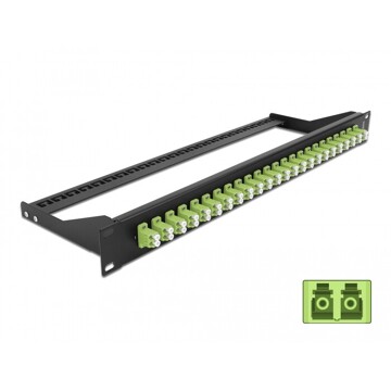 Panel frontowy optyczny 19" 24-portowy LC Duplex limonkowy Delock 43391