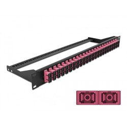 Panel frontowy optyczny 19" 24-portowy SC Duplex fioletowy Delock 43396