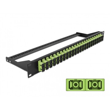 Panel frontowy optyczny 19" 24-portowy SC Duplex limonkowy Delock 43397