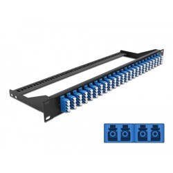 Panel frontowy optyczny 19" 24-portowy LC Quad niebieski Delock 43398