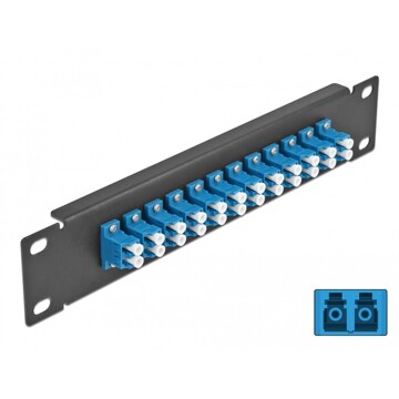 Krosownica światłowodowa 10" 12-portowa LC Duplex 1U czarna Delock 66765