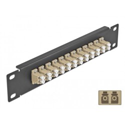 Krosownica światłowodowa 10" 12-portowa LC Duplex 1U beżowa Delock 66767