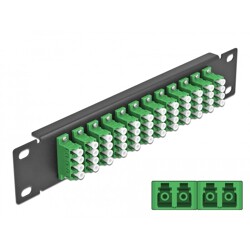 Krosownica światłowodowa 10" 12-portowa LC Quad 1U zielona Delock 66777