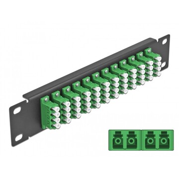 Krosownica światłowodowa 10" 12-portowa LC Quad 1U zielona Delock 66777