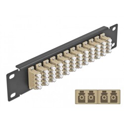 Krosownica światłowodowa 10" 12-portowa LC Quad 1U beżowa Delock 66778