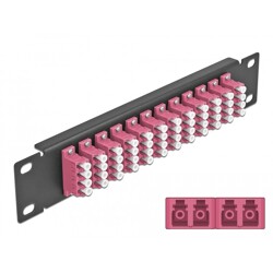Krosownica światłowodowa 10" 12-portowa LC Quad 1U fioletowa czarna Delock 66780