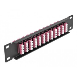 Krosownica światłowodowa 10" 12-portowa LC Quad 1U fioletowa czarna Delock 66780