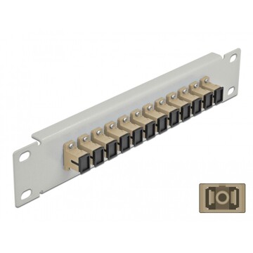 Krosownica światłowodowa 10" 12-portowa SC Simplex 1U beżowa szara Delock 66783