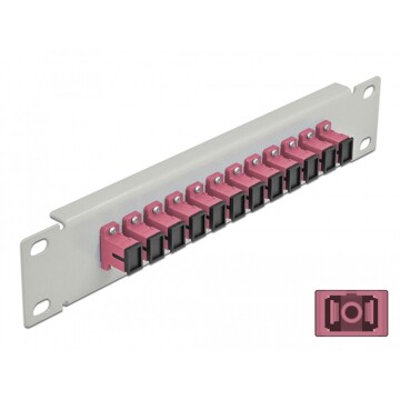 Krosownica światłowodowa 10" 12-portowa SC Simplex 1U fioletowa szara Delock 66785