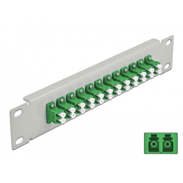 Krosownica światłowodowa 10" 12-portowa LC Duplex 1U zielona szara Delock 66787