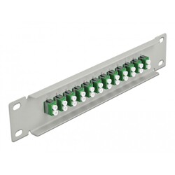 Krosownica światłowodowa 10" 12-portowa LC Duplex 1U zielona szara Delock 66787