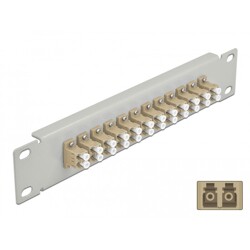 Krosownica światłowodowa 10" 12-portowa LC Duplex 1U beżowa szara Delock 66788