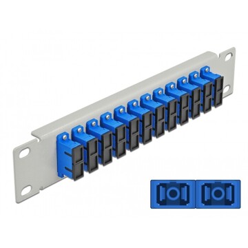 Krosownica światłowodowa 10" 12-portowa SC Duplex 1U szara Delock 66791