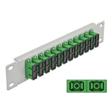 Krosownica światłowodowa 10" 12-portowa SC Duplex 1U zielona szara Delock 66792