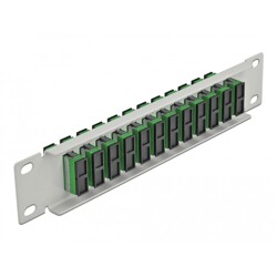 Krosownica światłowodowa 10" 12-portowa SC Duplex 1U zielona szara Delock 66792
