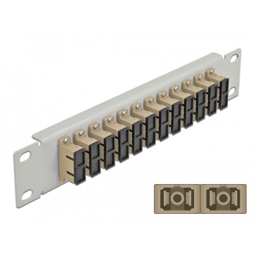 Krosownica światłowodowa 10" 12-portowa SC Duplex 1U beżowa szara Delock 66793